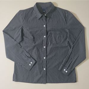 Ann Taylor Black Check Button-Down Shirt
